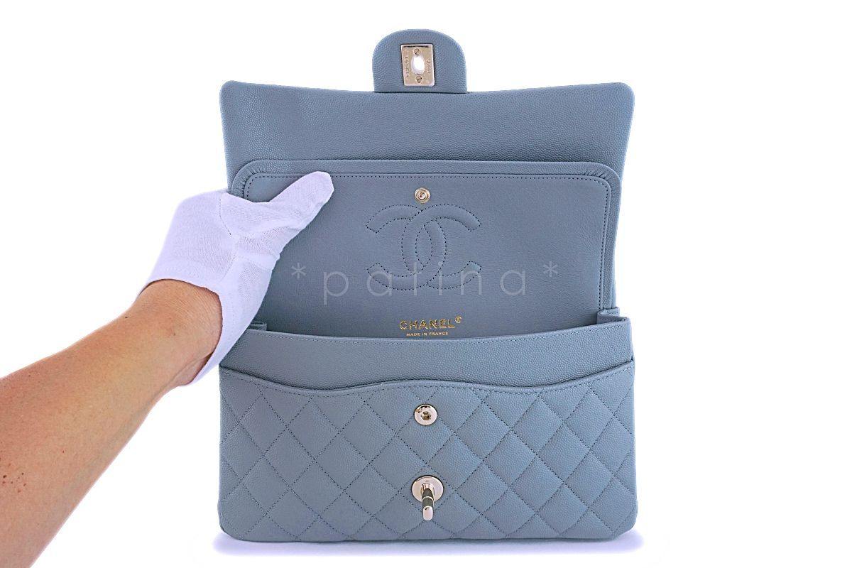 NIB 20C Chanel Gray Caviar Medium Classic Double Flap Bag Grey GHW - Image 9
