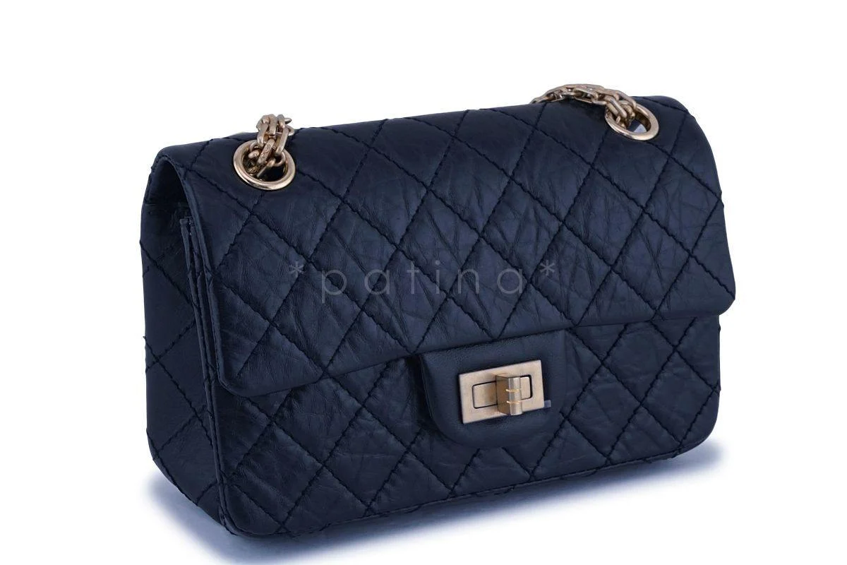 NIB 20P Chanel Black Aged Calfskin Reissue 224 Mini 2.55 Classic Flap Bag - Image 3
