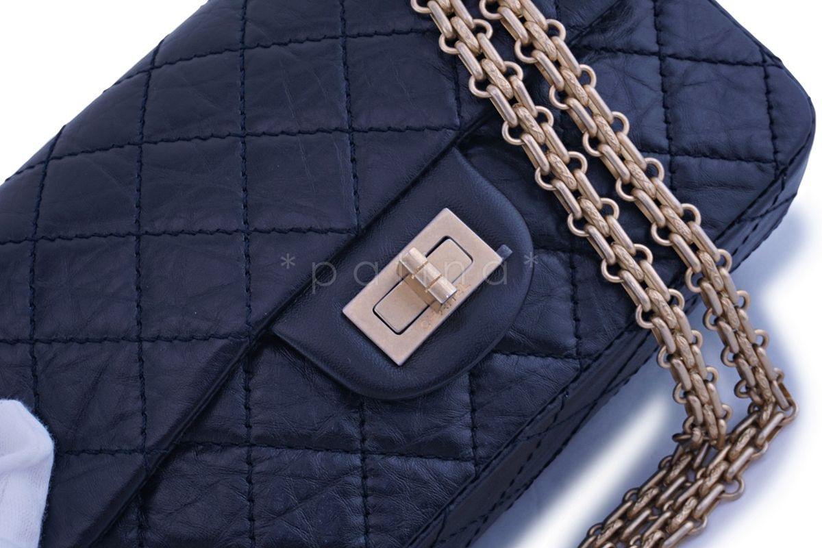 NIB 20P Chanel Black Aged Calfskin Reissue 224 Mini 2.55 Classic Flap Bag - Image 8