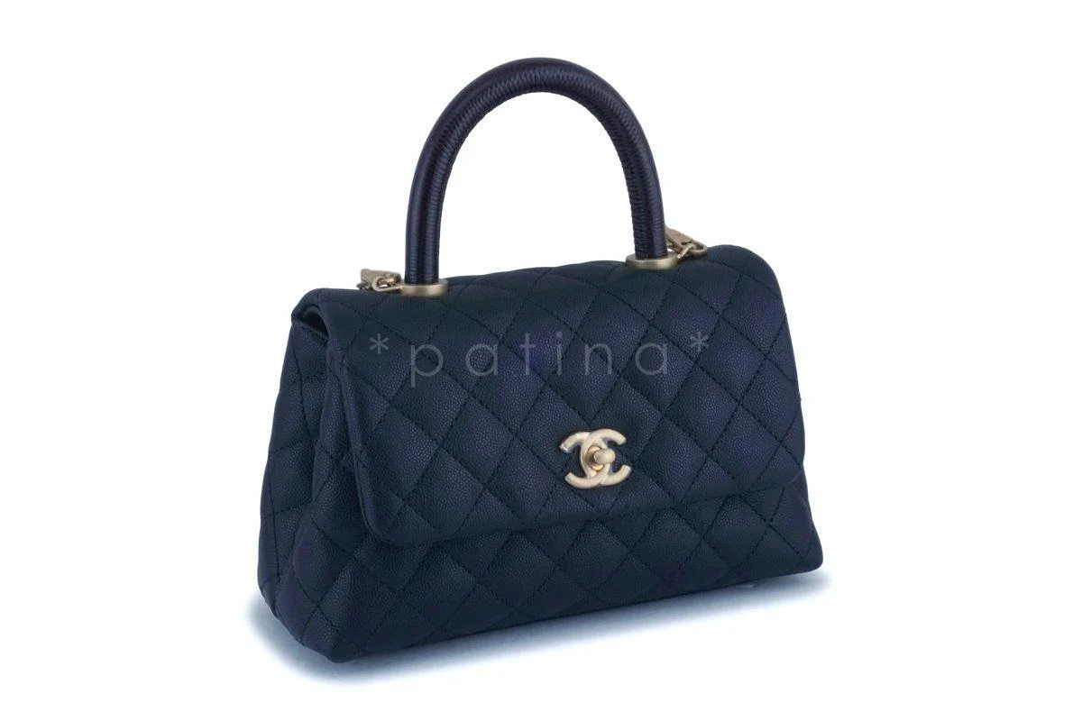 NIB 20P Chanel Black Caviar Small-Mini Coco Handle Flap Bag GHW - Image 3