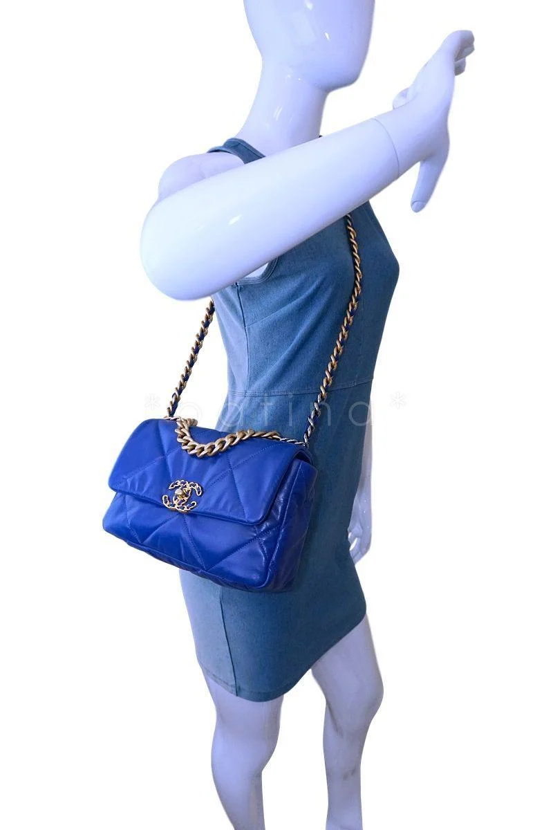 NIB 20P Chanel Blue Chanel 19 Small Flap Bag GHW - Image 12