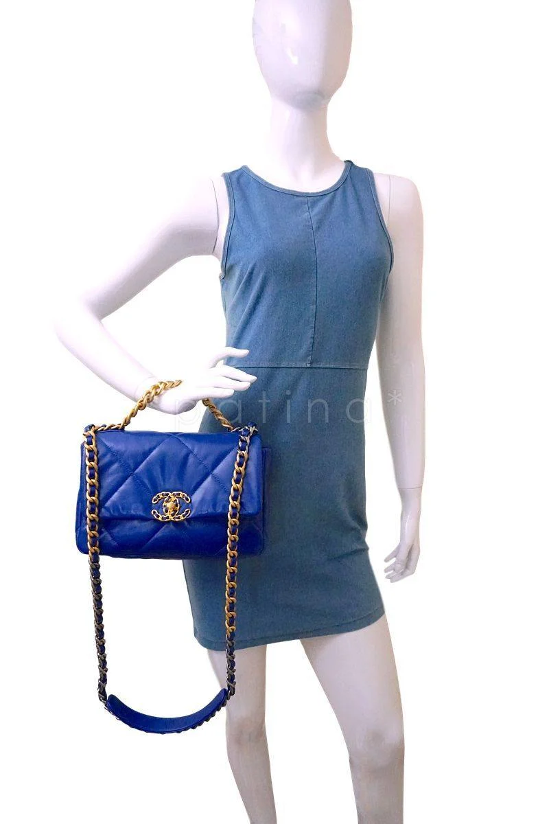 NIB 20P Chanel Blue Chanel 19 Small Flap Bag GHW - Image 13