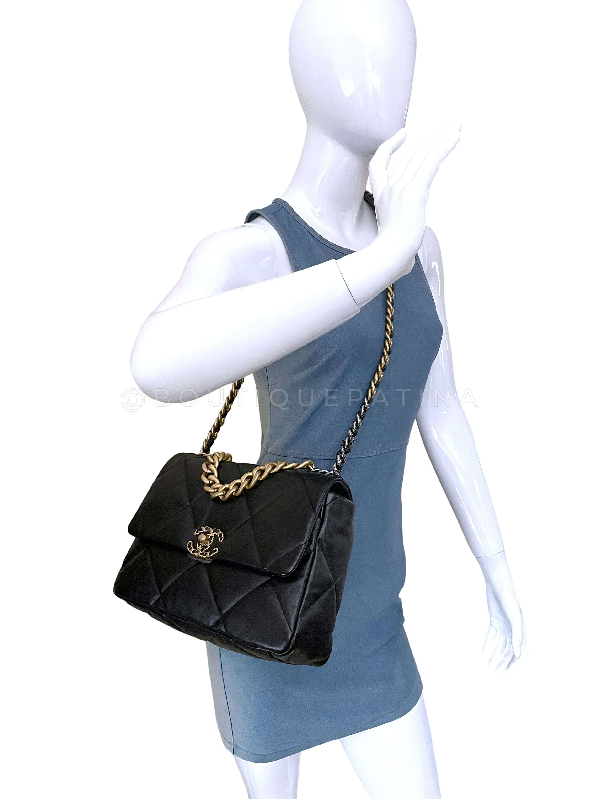 NIB 21C Chanel 19 Black Medium Flap Bag - Image 15