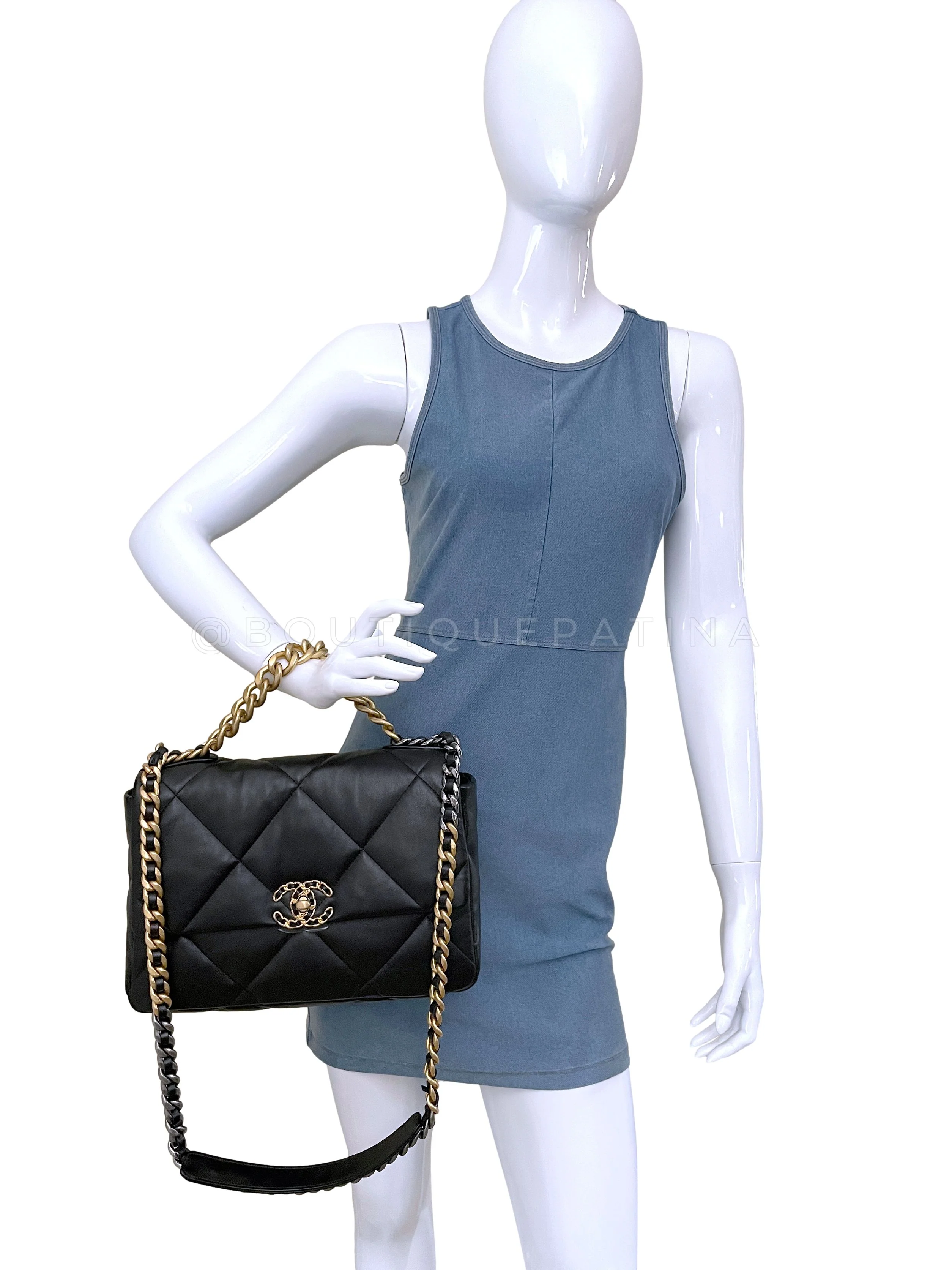 NIB 21C Chanel 19 Black Medium Flap Bag - Image 16