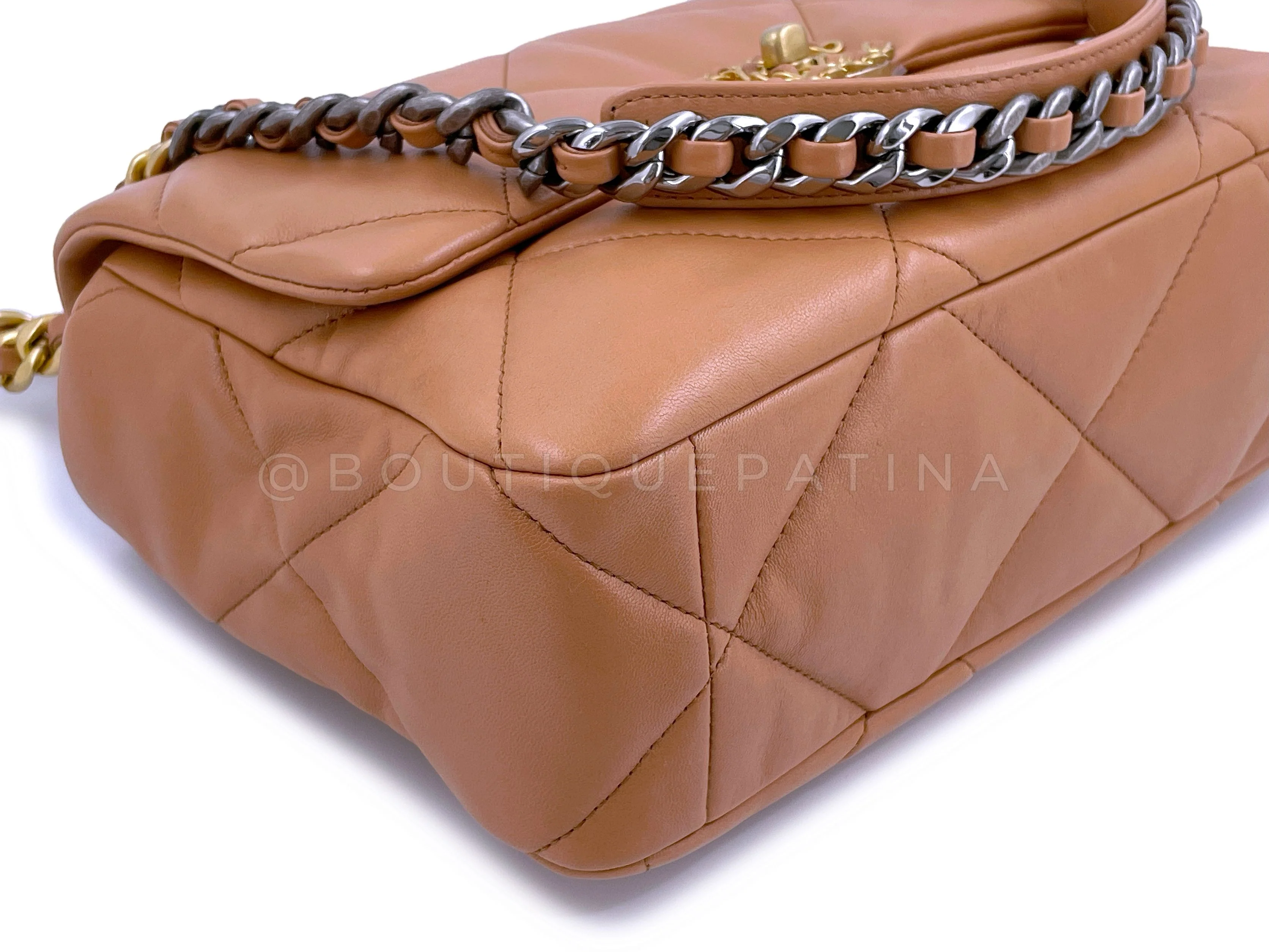 NIB 21K Chanel 19 Caramel Beige Brown Medium Flap Bag - Image 7
