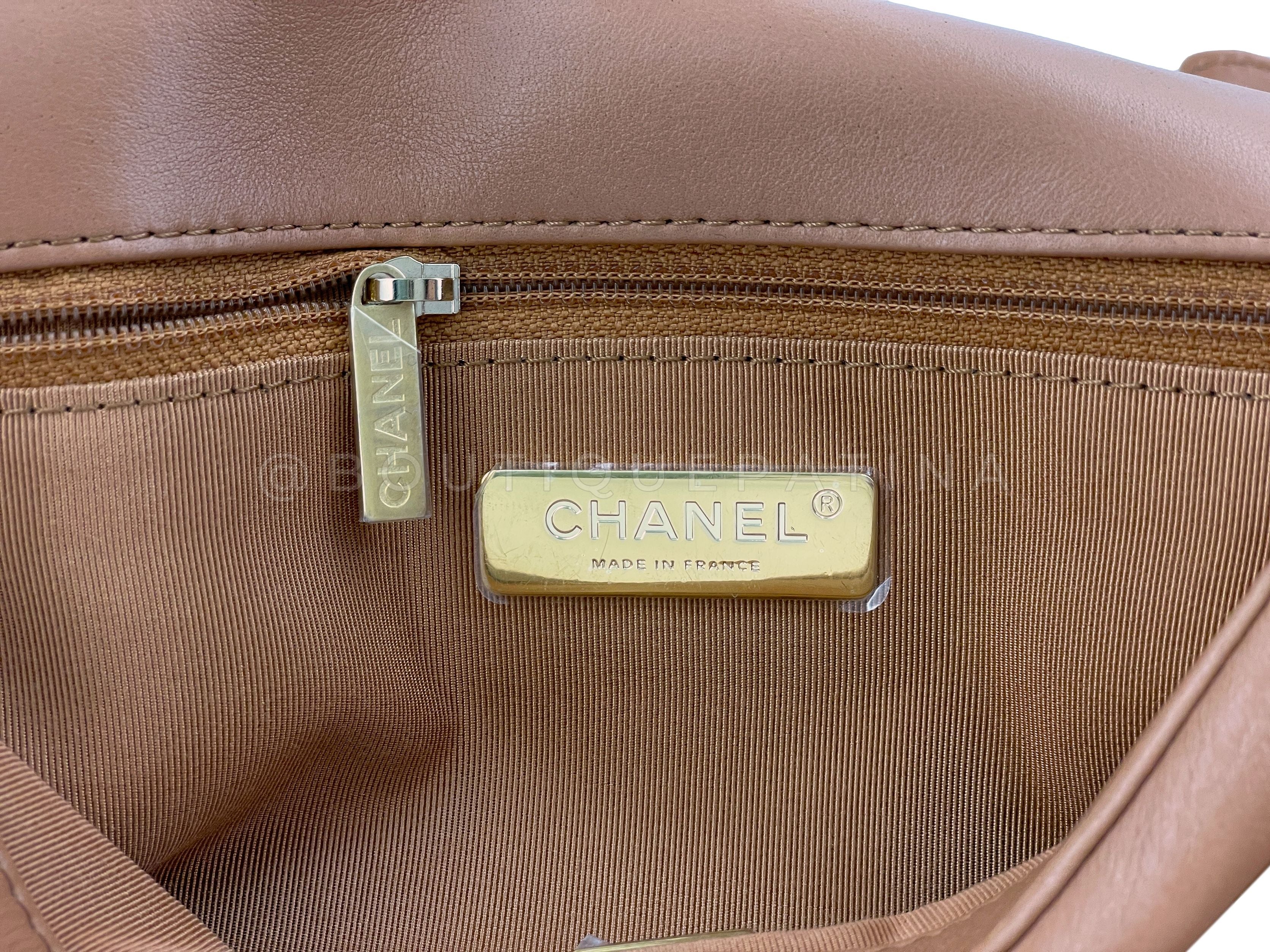 NIB 21K Chanel 19 Small Caramel Beige Brown Flap Bag - Image 12