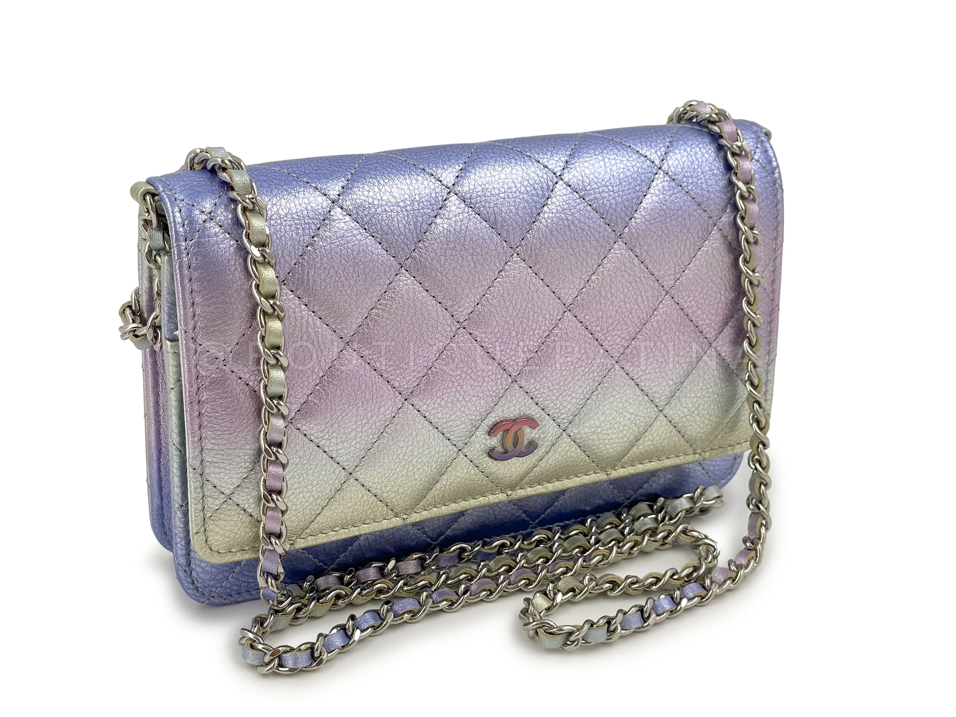 NIB 21K Chanel Iridescent Pink Purple Ombre Wallet on Chain WOC Flap Bag - Image 2