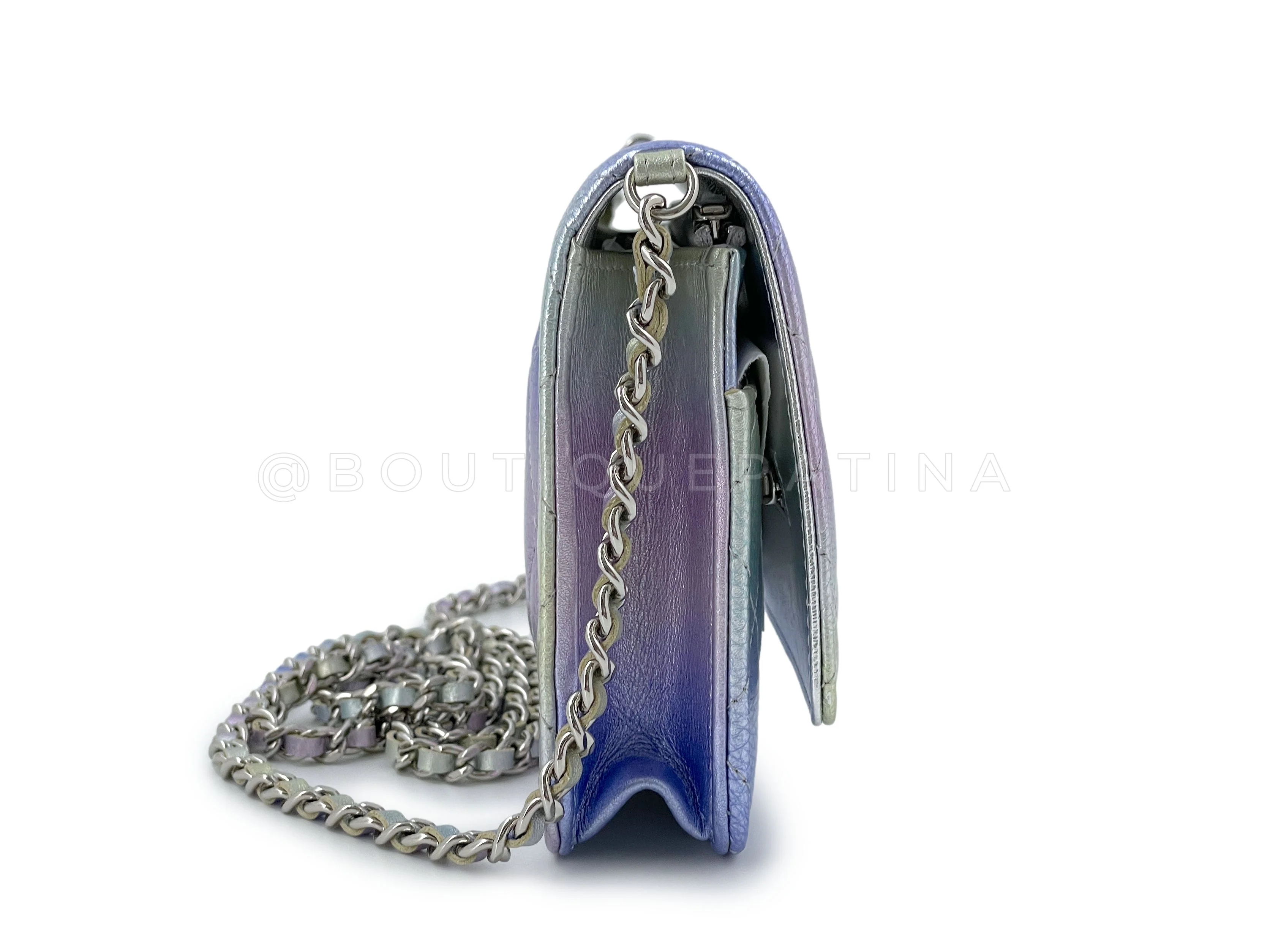 NIB 21K Chanel Iridescent Pink Purple Ombre Wallet on Chain WOC Flap Bag - Image 4