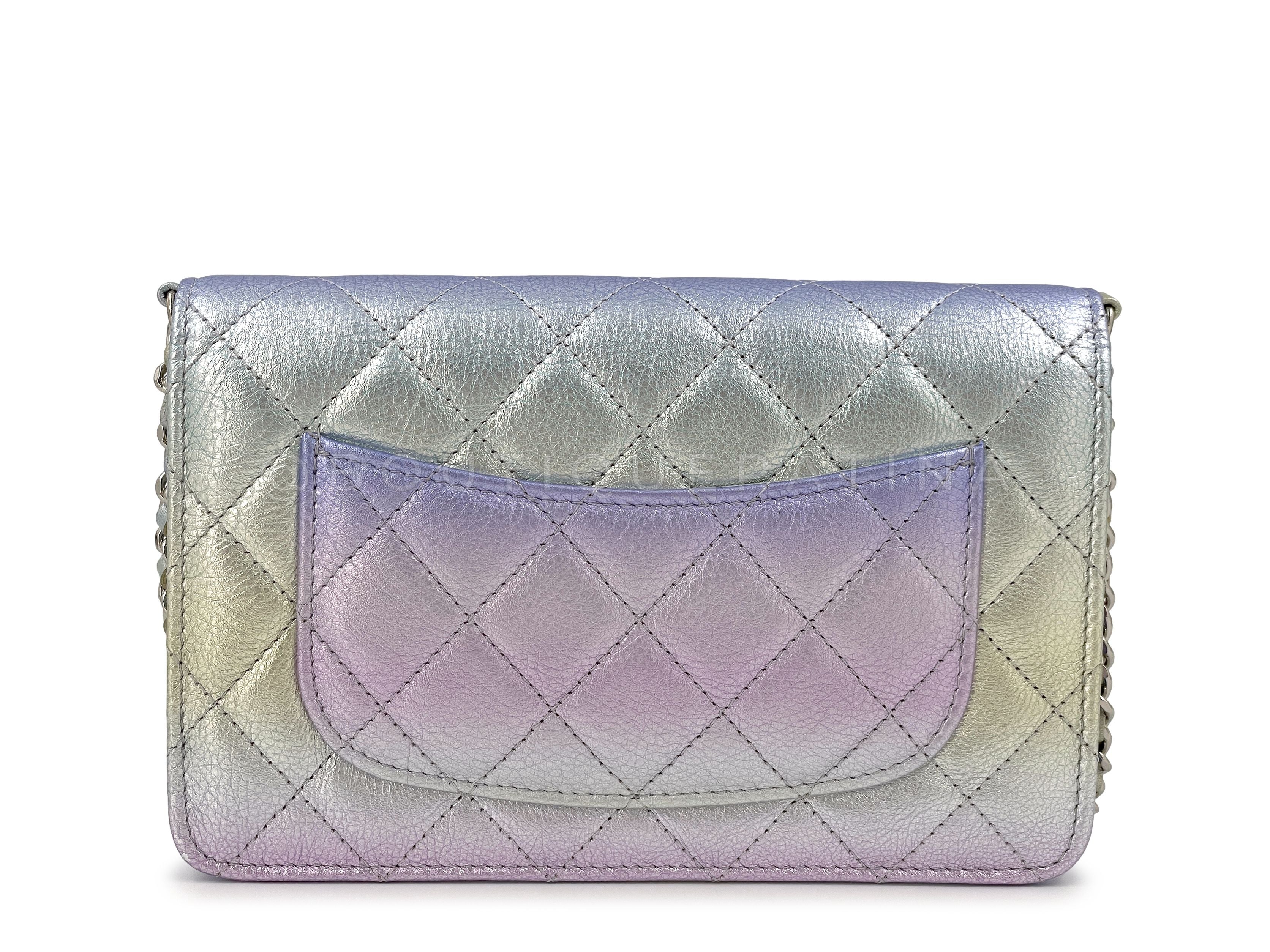 NIB 21K Chanel Iridescent Pink Purple Ombre Wallet on Chain WOC Flap Bag - Image 5