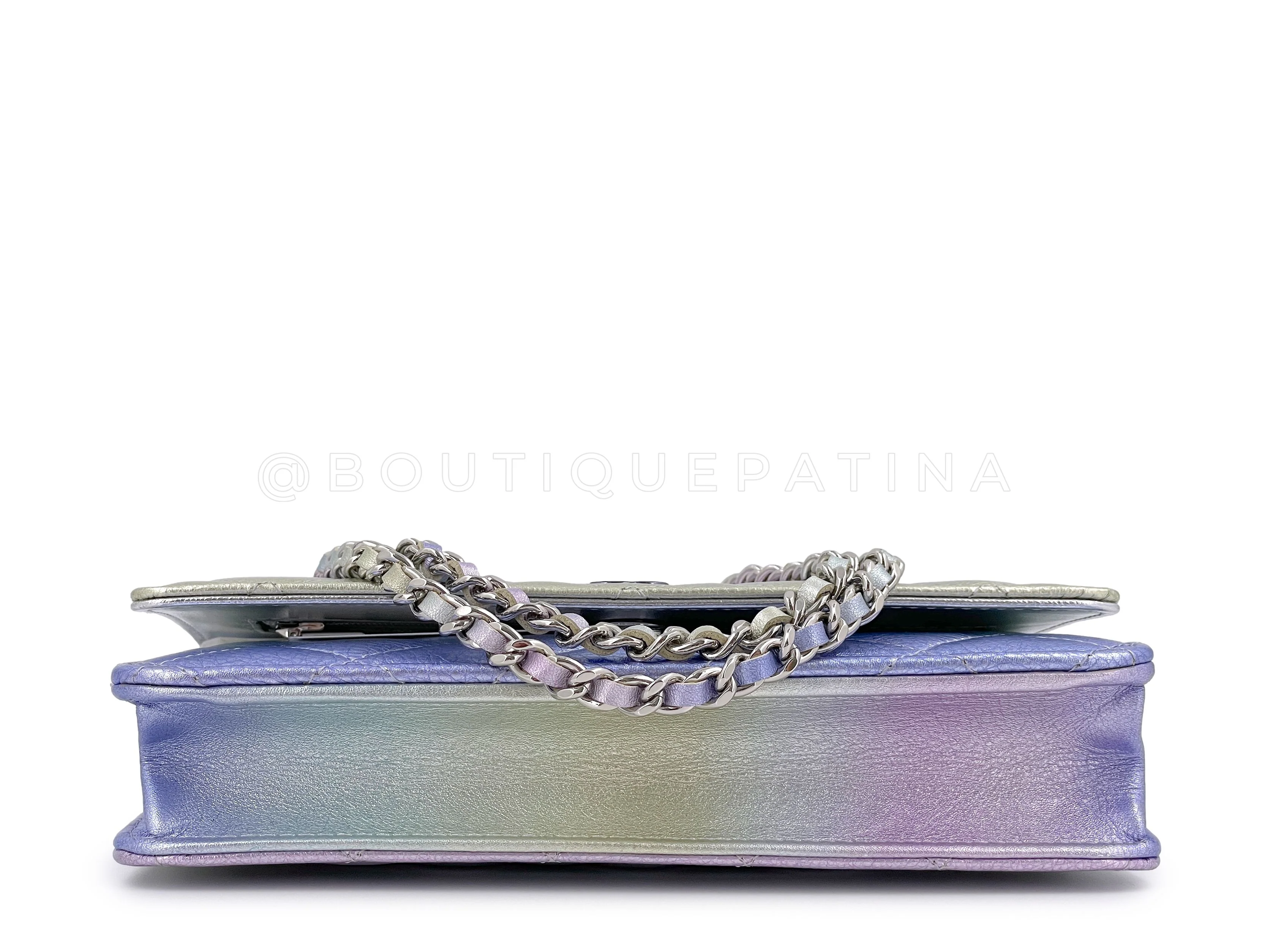 NIB 21K Chanel Iridescent Pink Purple Ombre Wallet on Chain WOC Flap Bag - Image 6