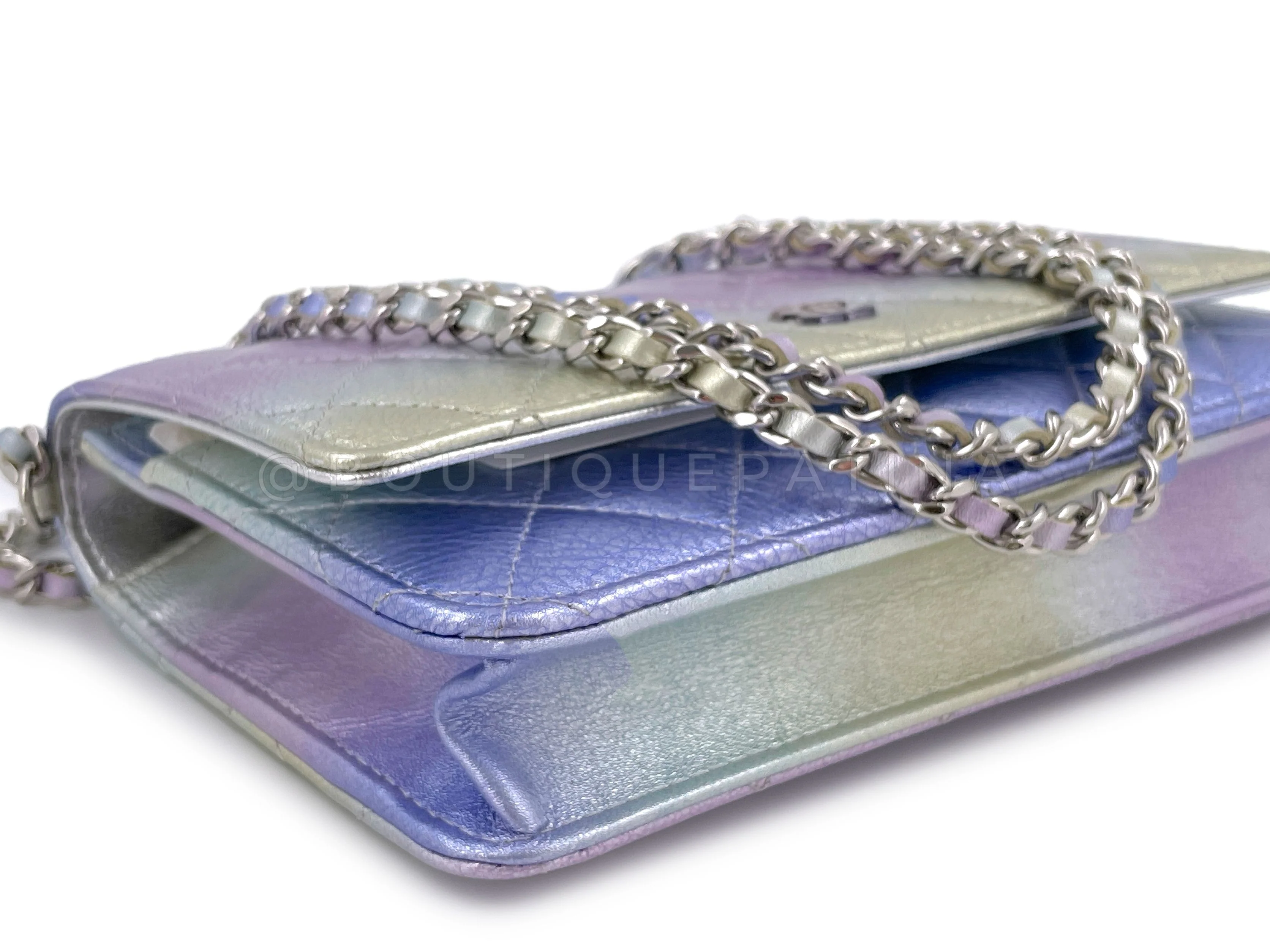 NIB 21K Chanel Iridescent Pink Purple Ombre Wallet on Chain WOC Flap Bag - Image 7
