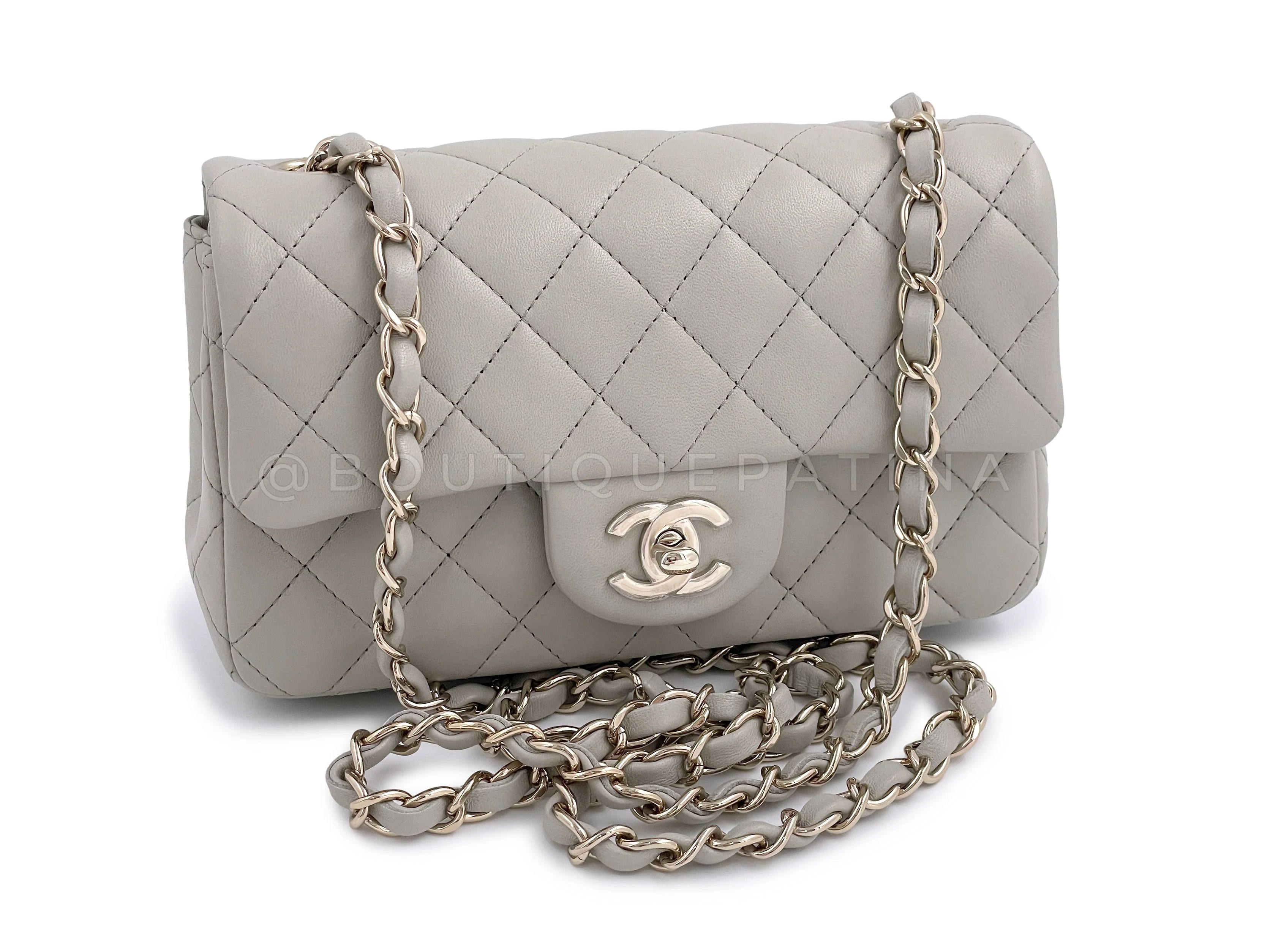 NIB 22C Chanel Gray Rectangular Mini Flap Bag GHW Gris - Image 2