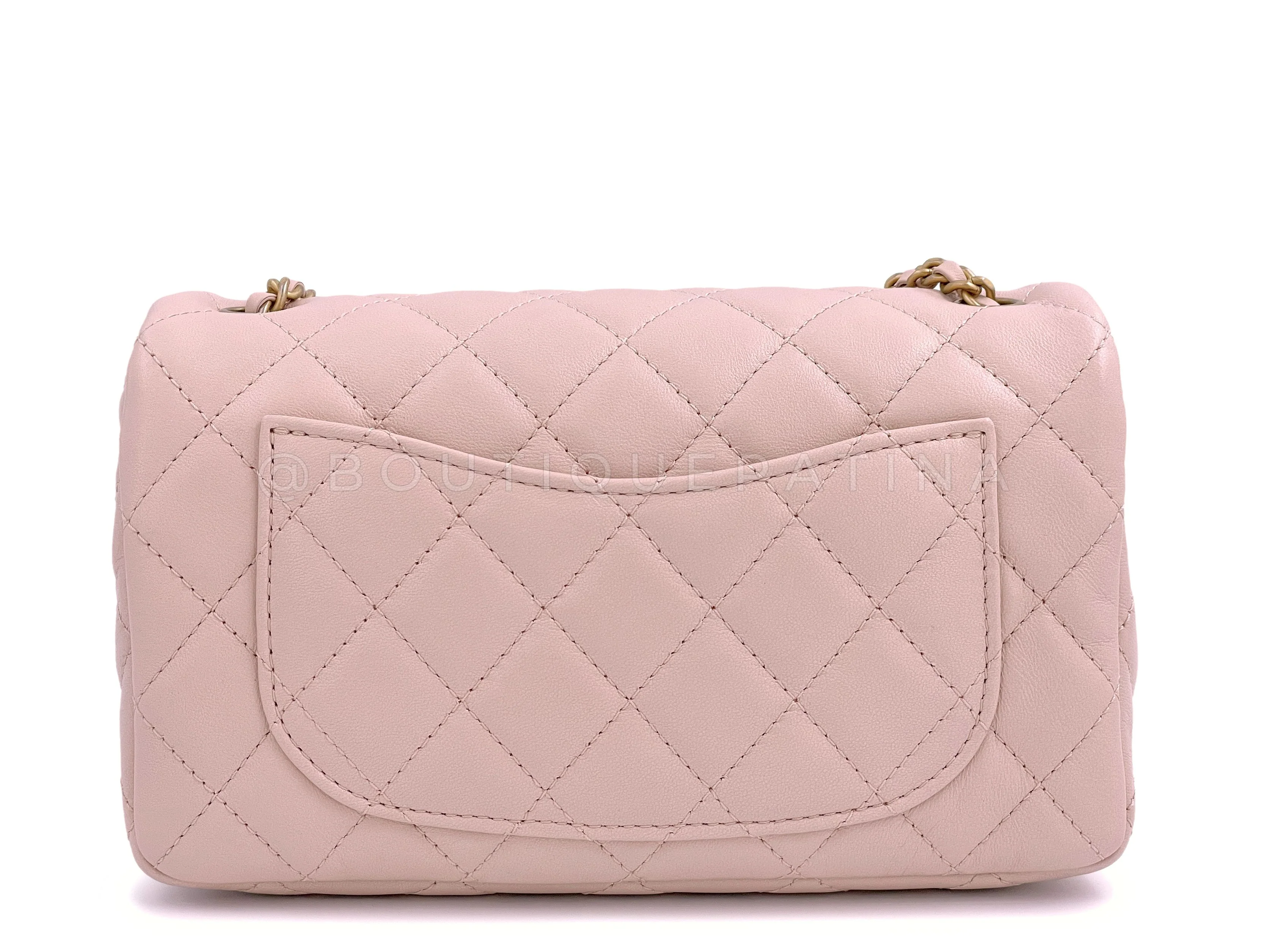 NIB 22C Chanel Pearl Crush Rectangular Mini Flap Bag Pink Beige Clair GHW - Image 5