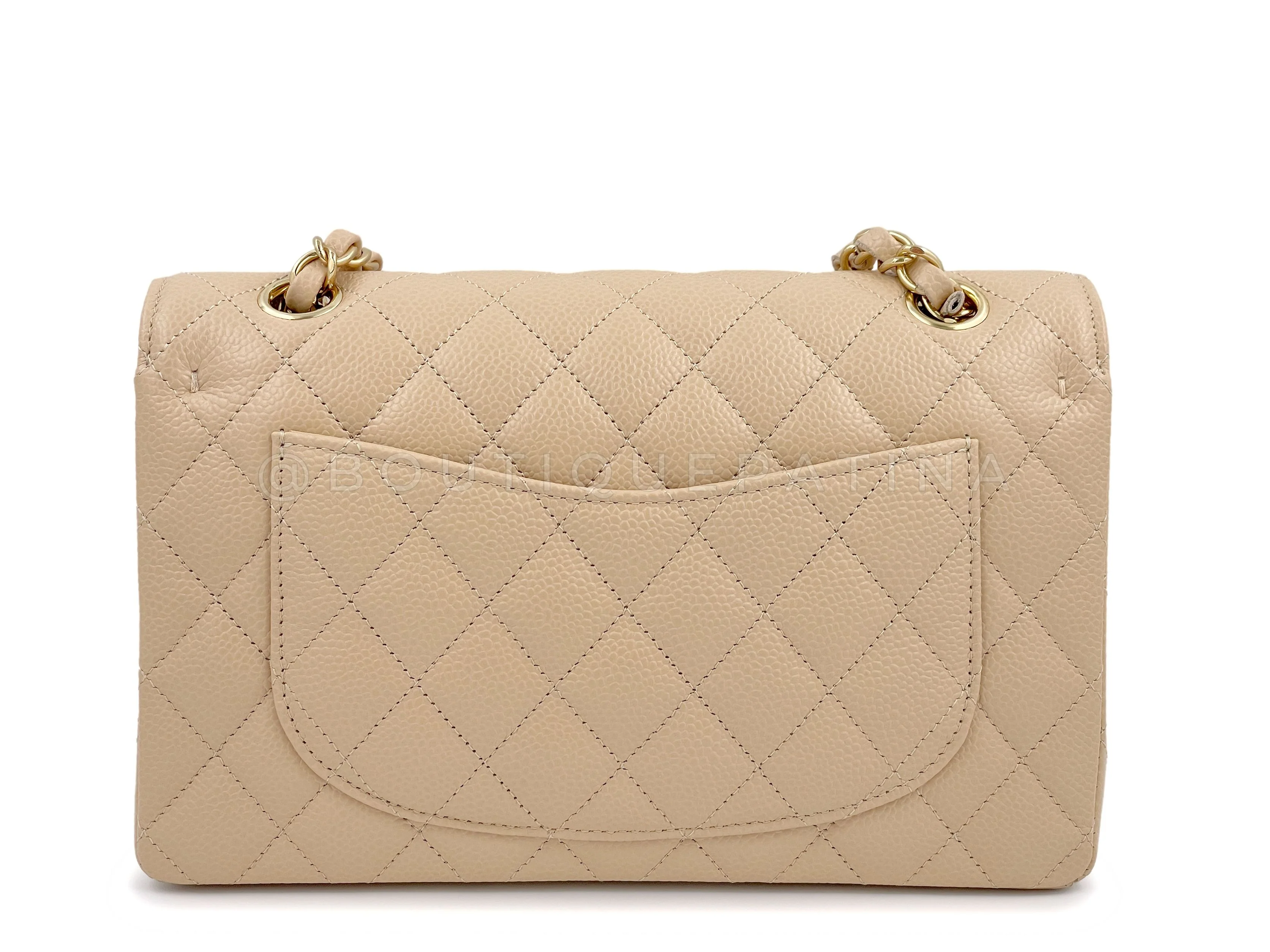 NIB Chanel Beige Caviar Small Classic Double Flap Bag GHW - Image 5