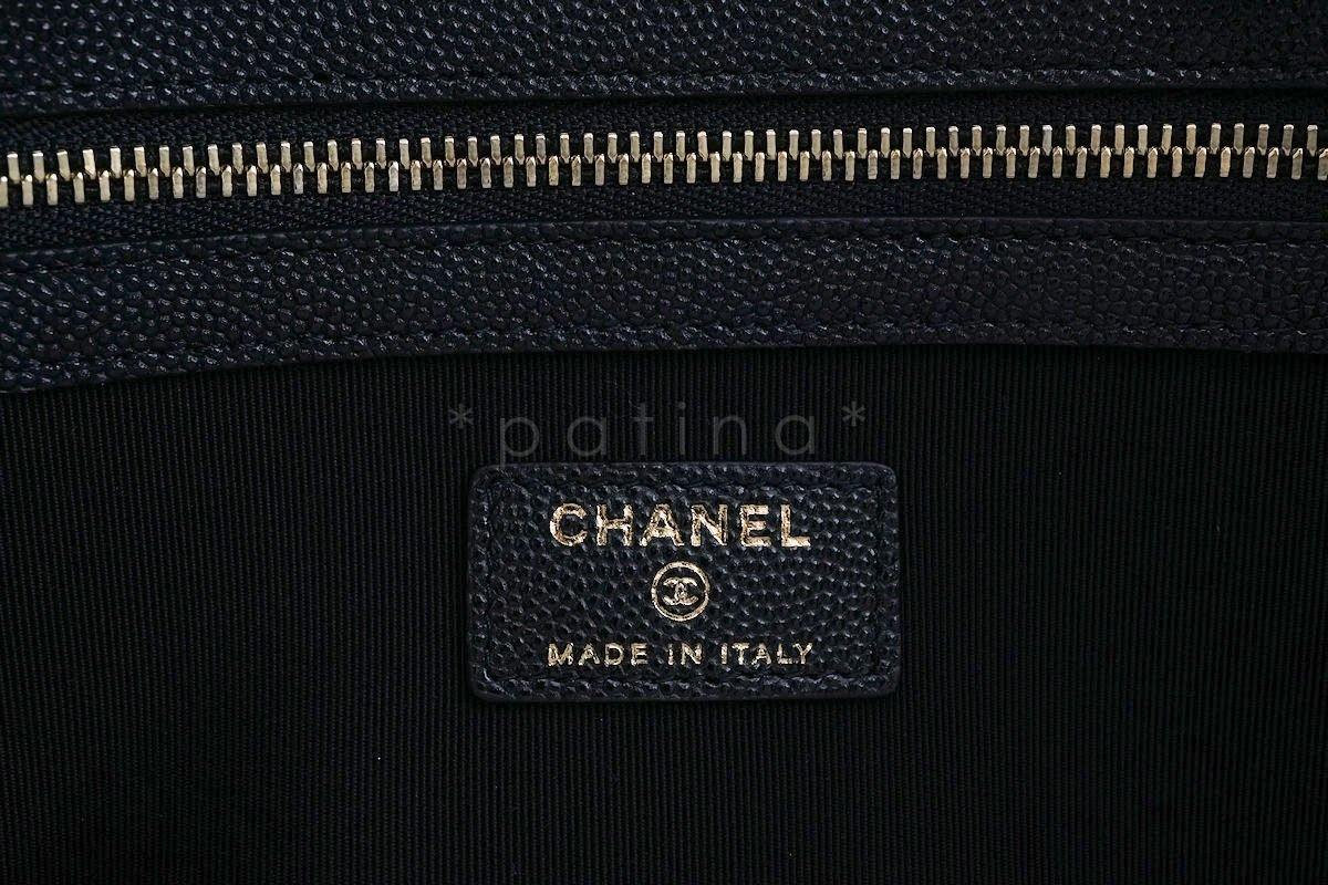 NIB Chanel Black Caviar Classic Quilted Large O Case Clutch Purse Bag GHW - Image 6