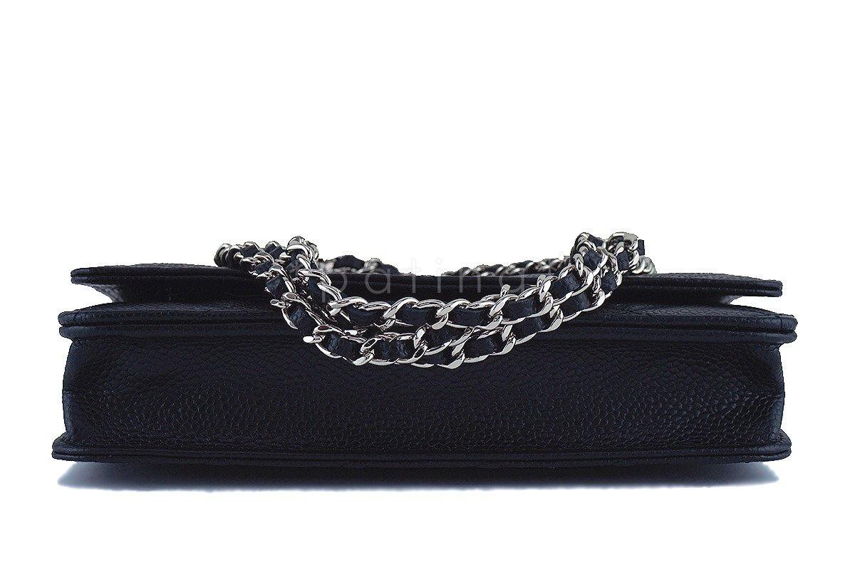 NIB Chanel Black Caviar Classic Quilted WOC Wallet on Chain Flap Bag SHW - Image 6