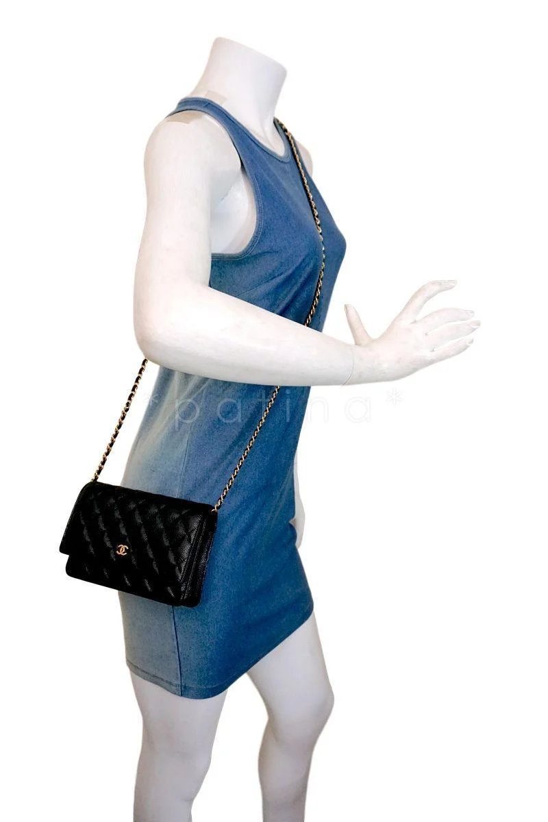 NIB Chanel Black Caviar Classic Wallet on Chain WOC Flap Bag - Image 14