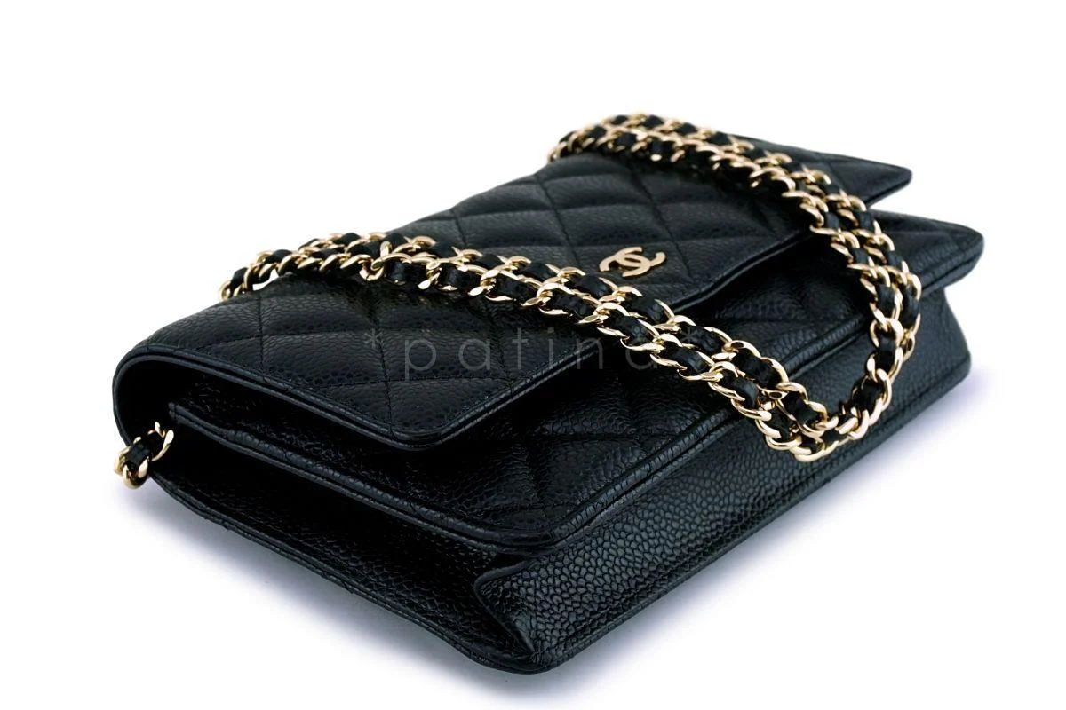 NIB Chanel Black Caviar Classic Wallet on Chain WOC Flap Bag - Image 7