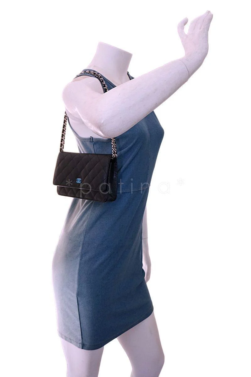 NIB Chanel Black Caviar Classic Wallet on Chain WOC Flap Bag SHW - Image 14