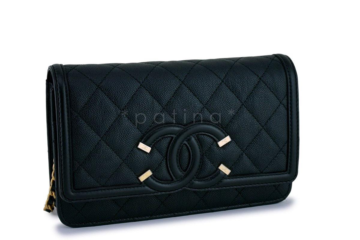 NIB Chanel Black Caviar Filligree WOC Wallet on Chain Flap Bag GHW - Image 3