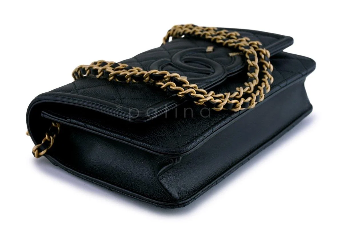 NIB Chanel Black Caviar Filligree WOC Wallet on Chain Flap Bag GHW - Image 7