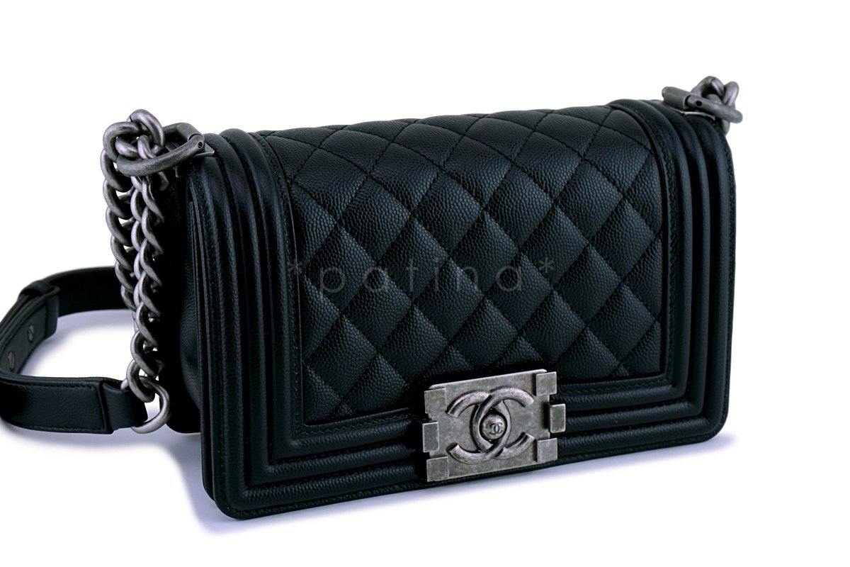 NIB Chanel Black Caviar Small Boy Classic Flap Bag RHW 88Z - Image 3