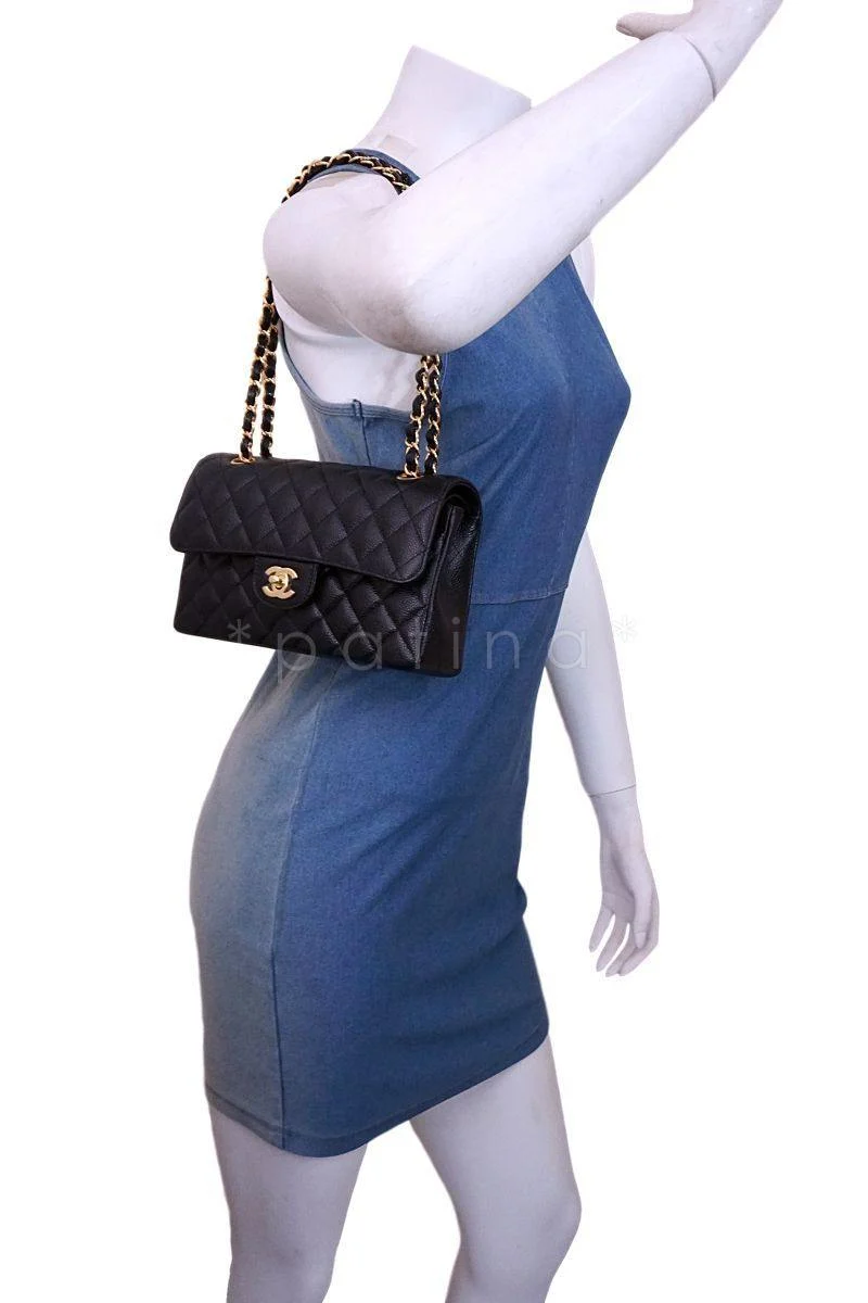 NIB Chanel Black Caviar Small Classic Double Flap Bag GHW - Image 14