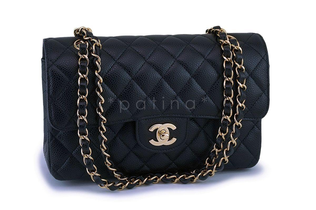 NIB Chanel Black Caviar Small Classic Double Flap Bag GHW - Image 2
