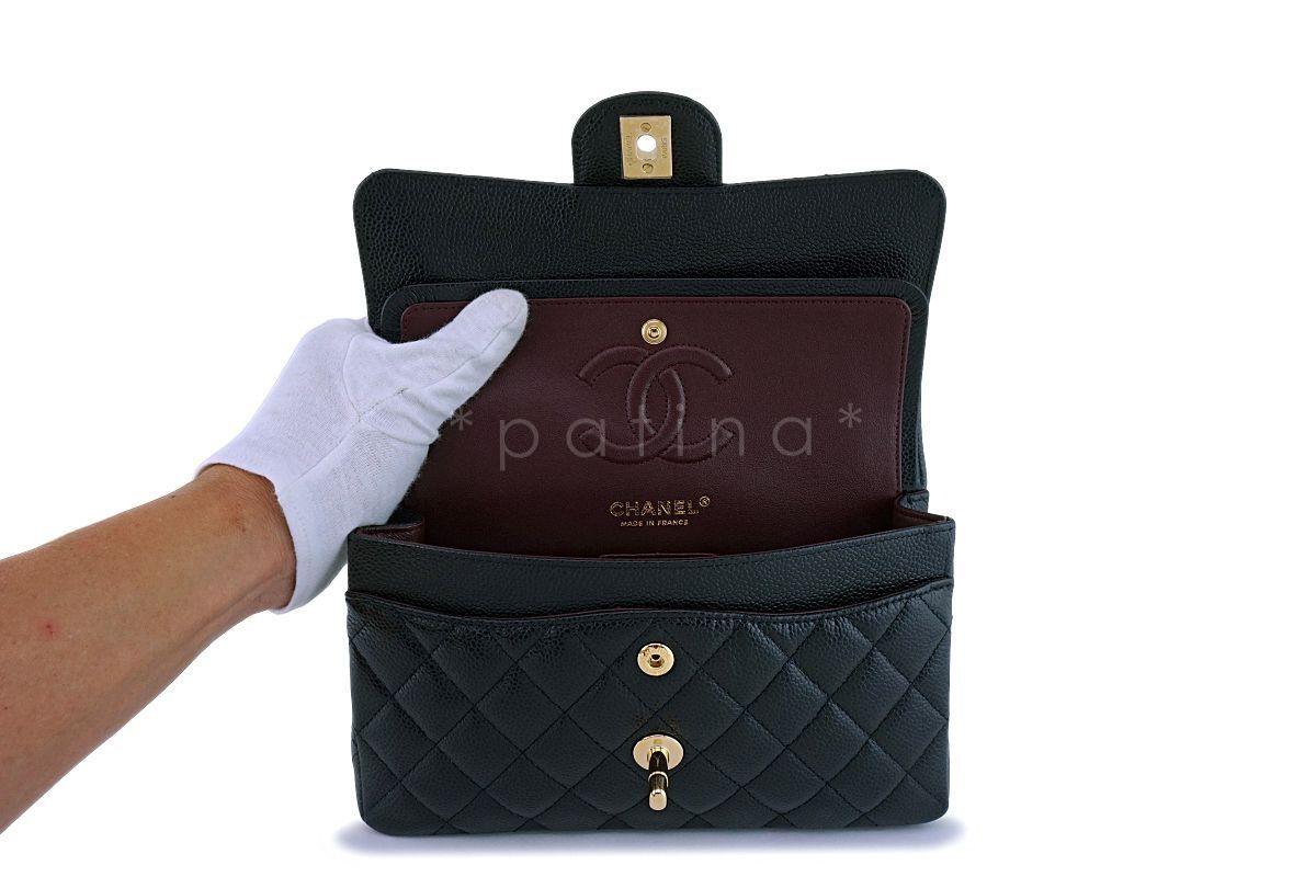 NIB Chanel Black Caviar Small Classic Double Flap Bag GHW - Image 8