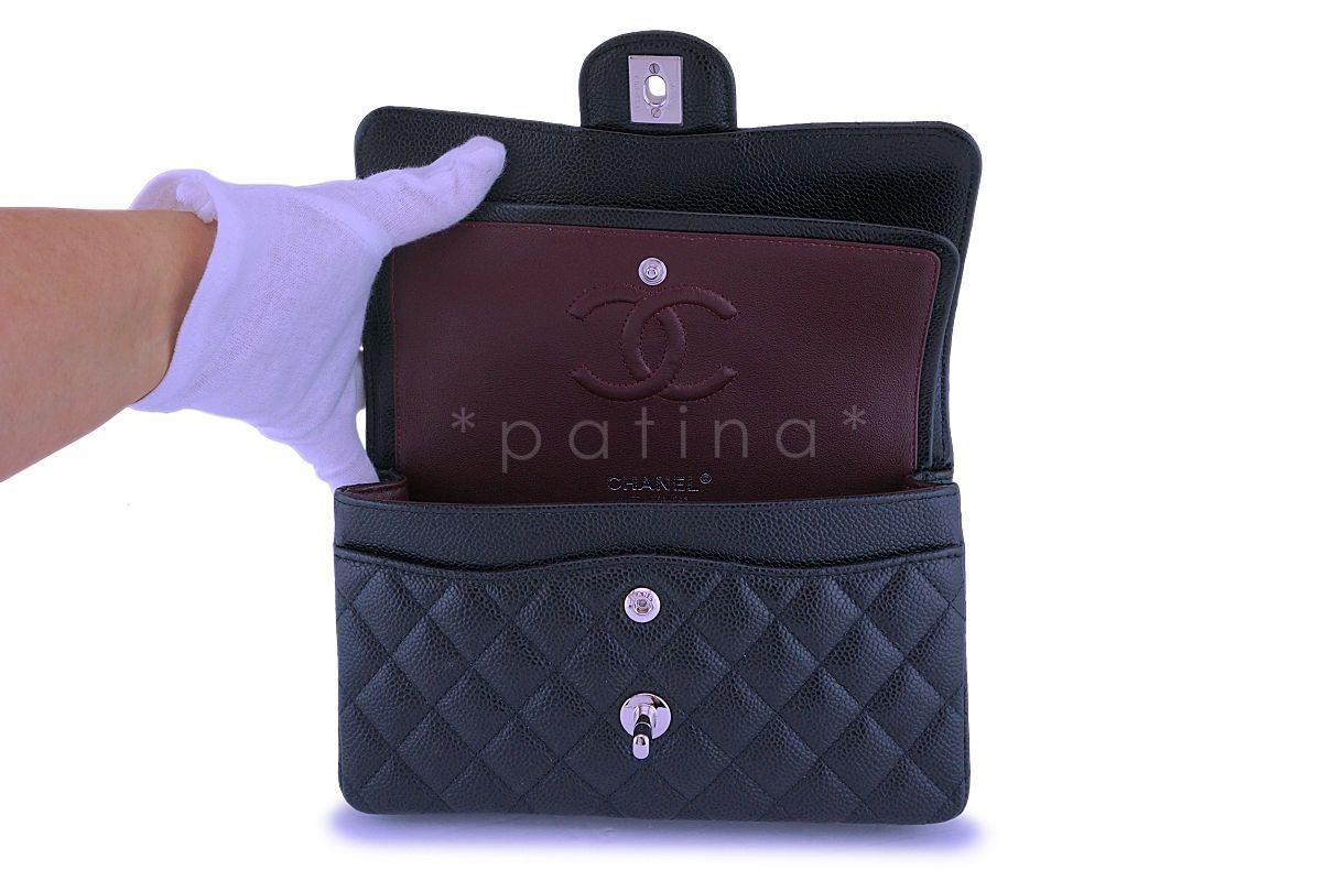 NIB Chanel Black Caviar Small Classic Double Flap Bag SHW - Image 8