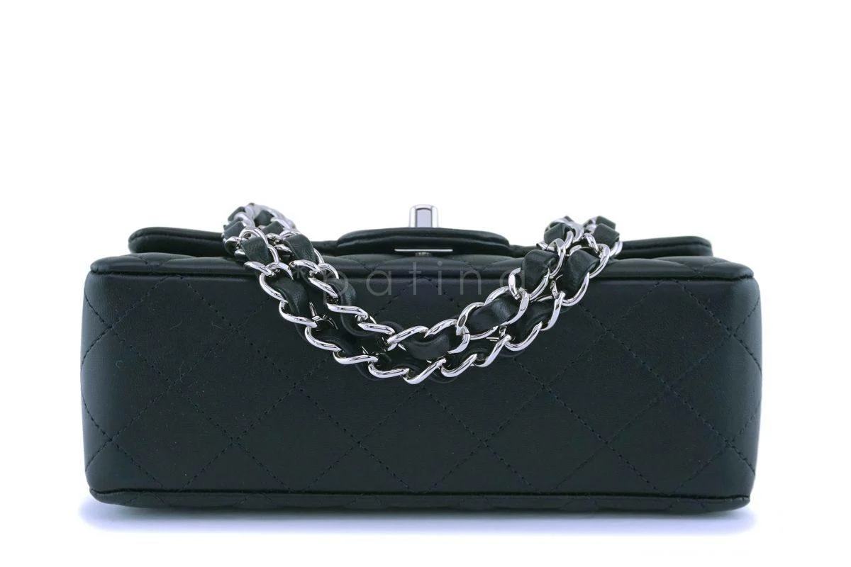 NIB Chanel Black Lambskin Rectangular Mini Classic Flap Bag SHW - Image 6