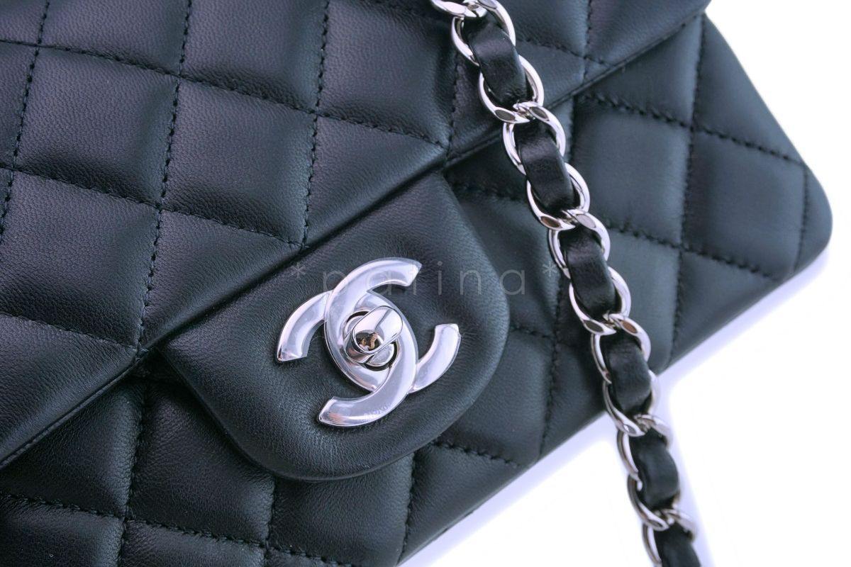 NIB Chanel Black Lambskin Rectangular Mini Classic Flap Bag SHW - Image 8