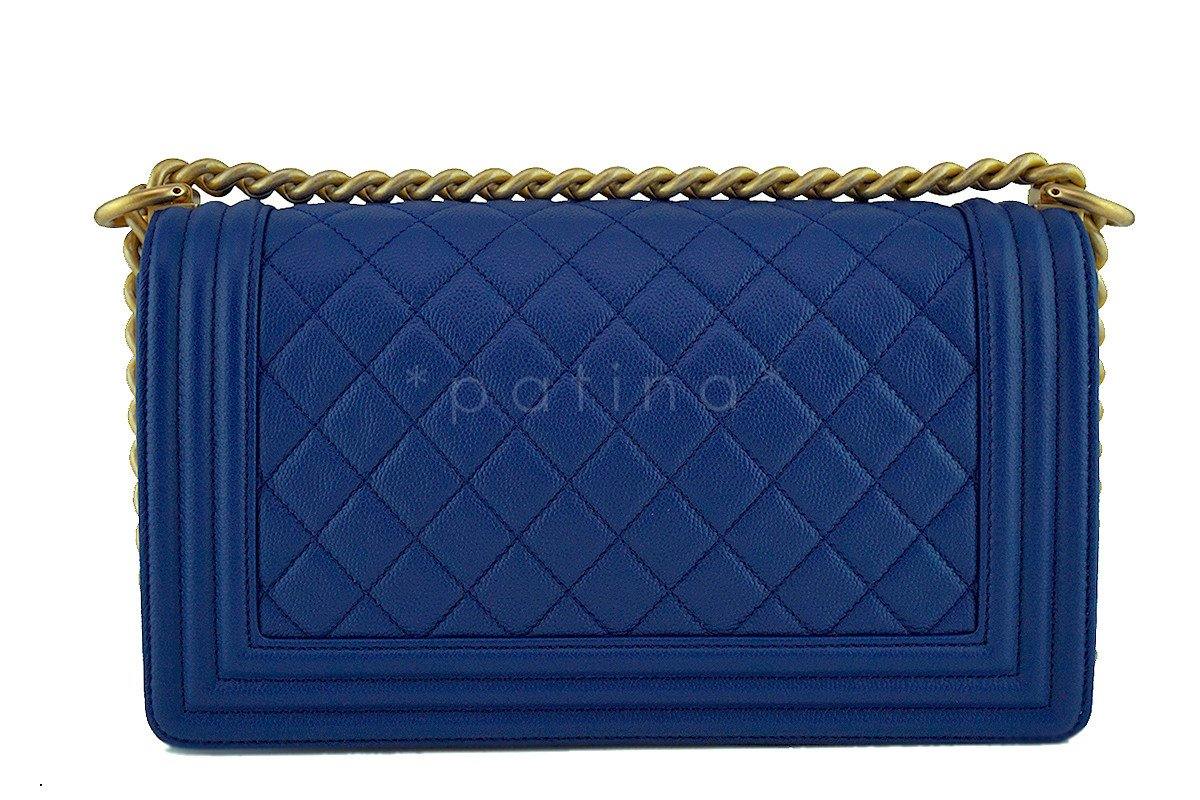 NIB Chanel Blue Boy Classic Flap, Medium Caviar Bag GHW - Image 5