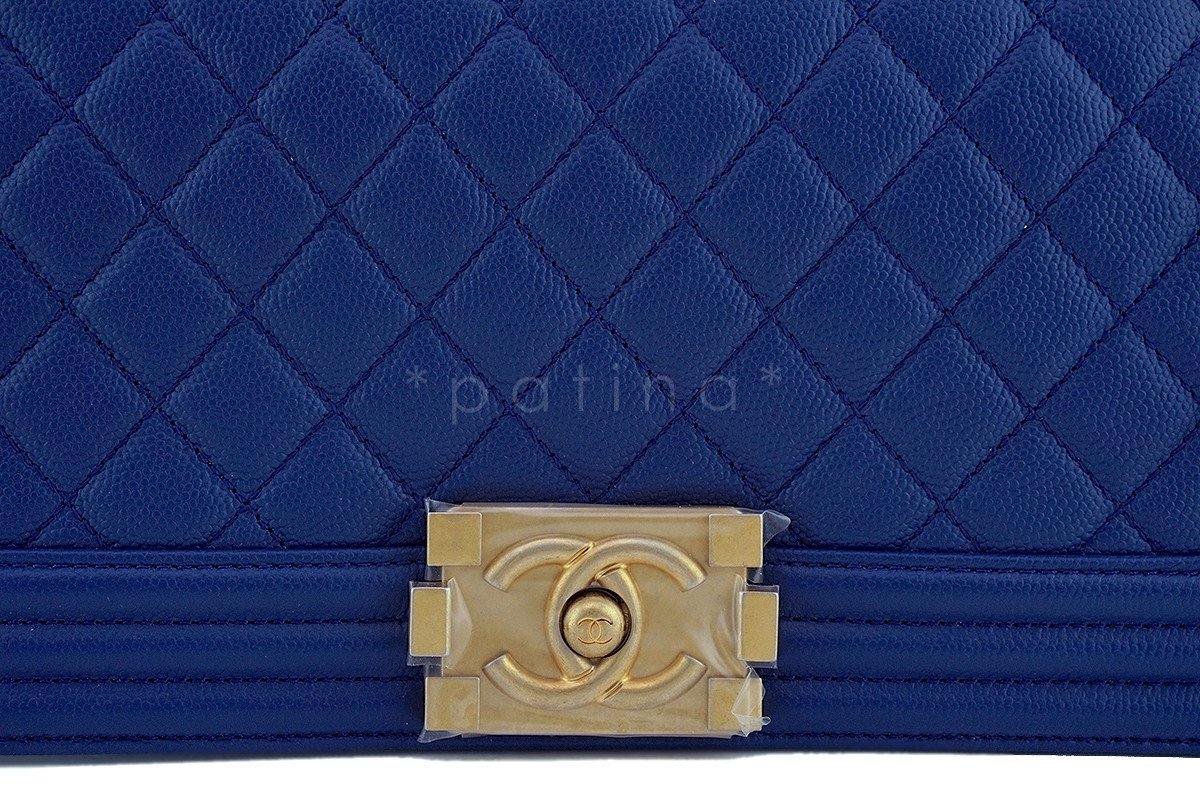 NIB Chanel Blue Boy Classic Flap, Medium Caviar Bag GHW - Image 7