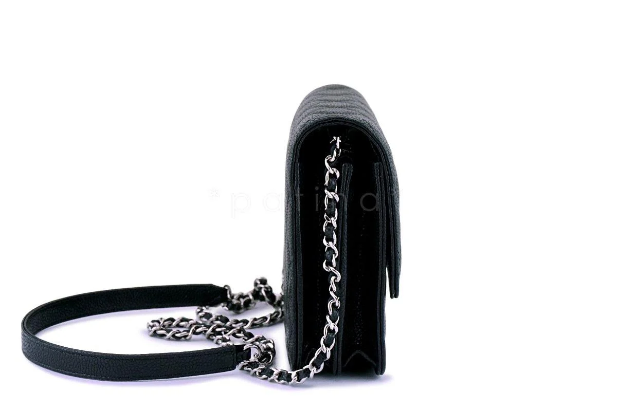 NIB Chanel Caviar Black Classic Square WOC Wallet on Chain Flap Bag - Image 4