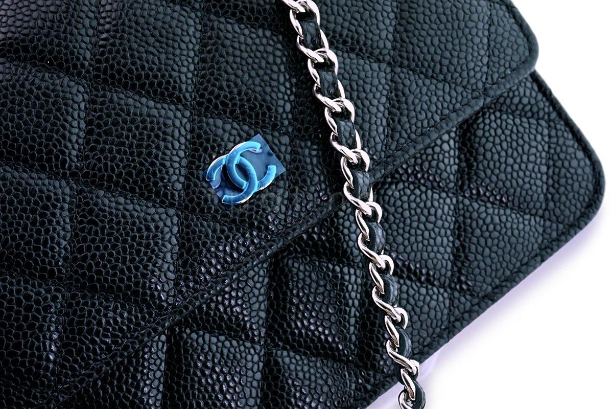 NIB Chanel Caviar Black Classic Square WOC Wallet on Chain Flap Bag - Image 8