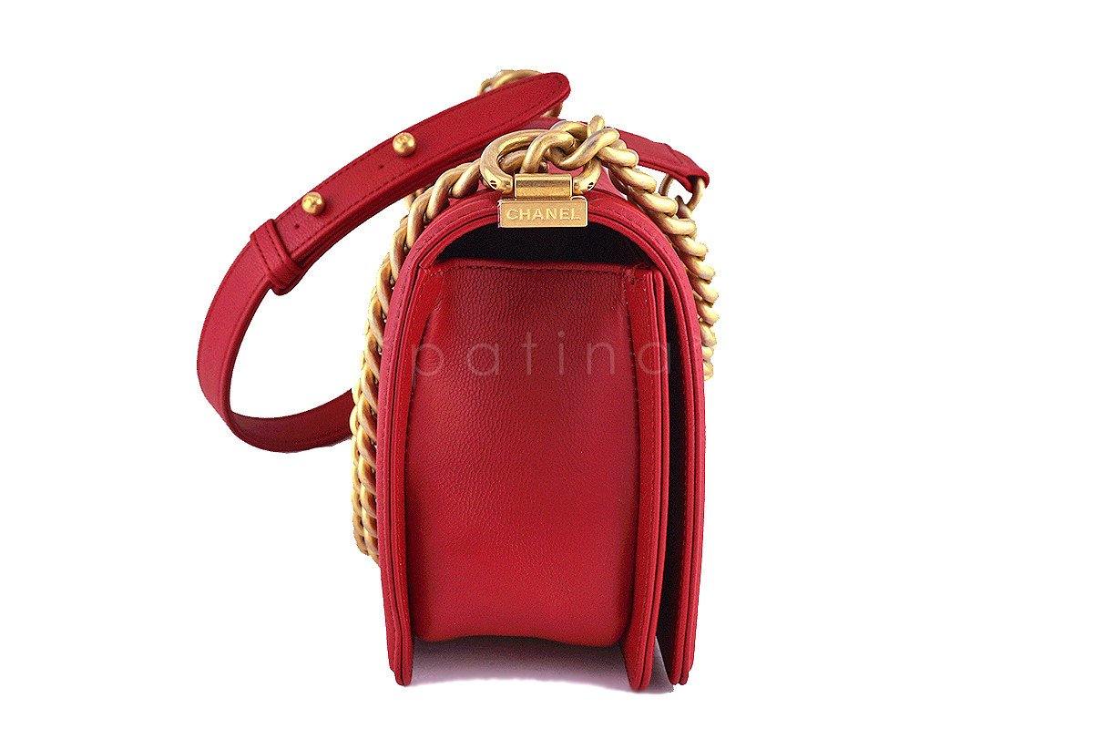 NIB Chanel Red Boy Classic Flap, Medium Caviar Bag GHW - Image 4