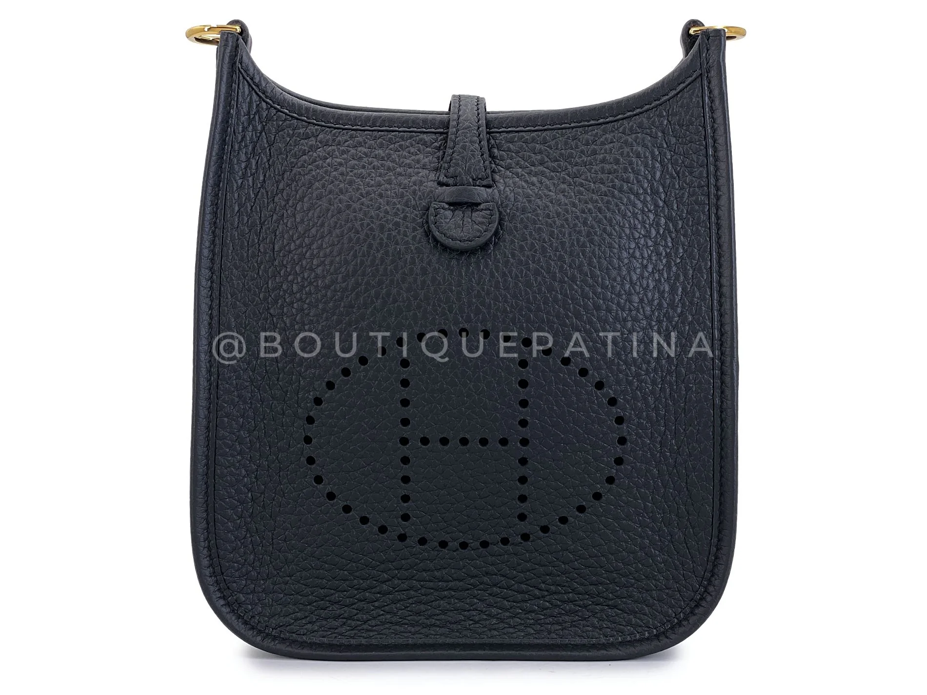 NIB Hermes Black Clemence Mini Evelyne TPM Bag 24k GHW TU4 - Image 2
