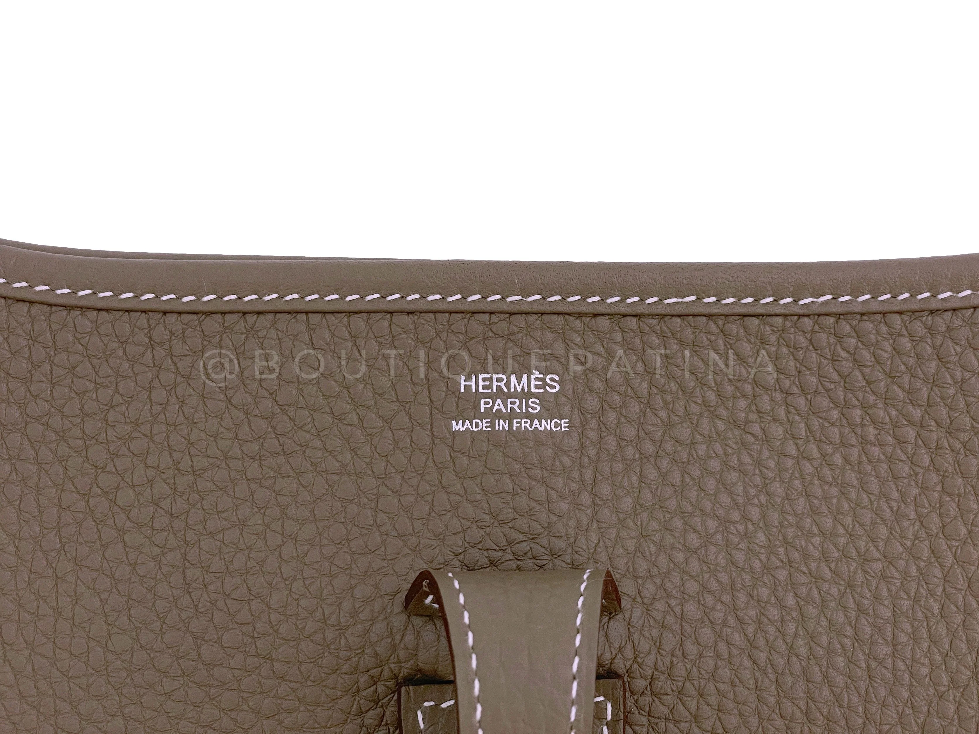 NIB Hermes Taupe Gray Etoupe Evelyne III PM 29cm Bag PHW Clemence - Image 7