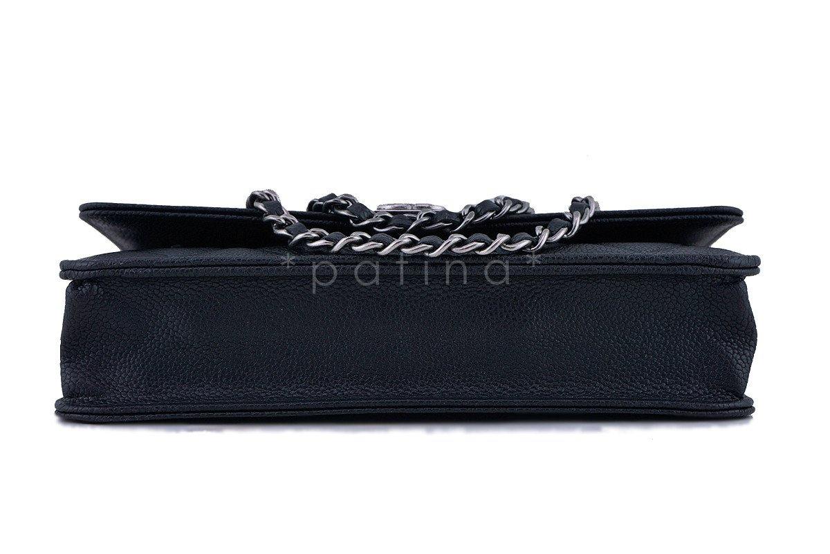 NWT 16A Chanel Black Caviar Boy Classic Quilted WOC Wallet on Chain Flap Bag - Image 6