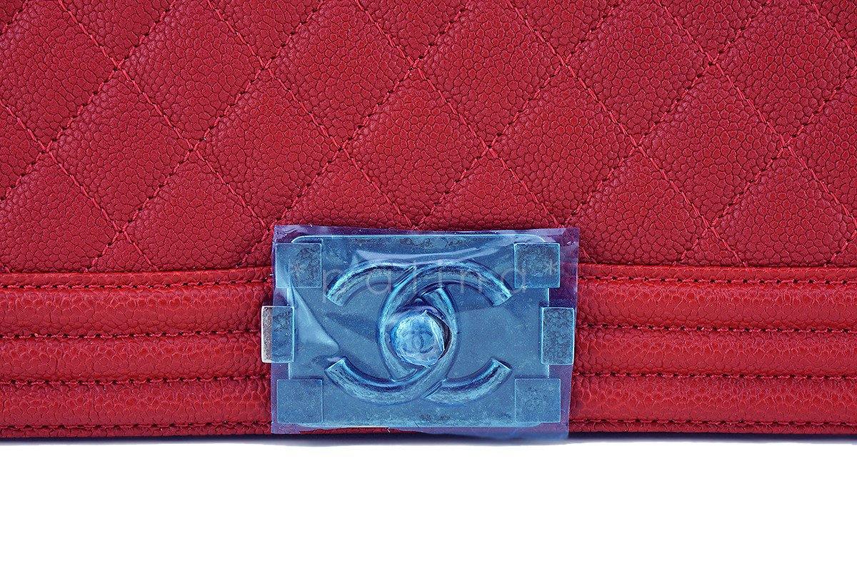 NWT 16A Chanel Red Caviar Boy Classic Flap, Medium Bag - Image 7