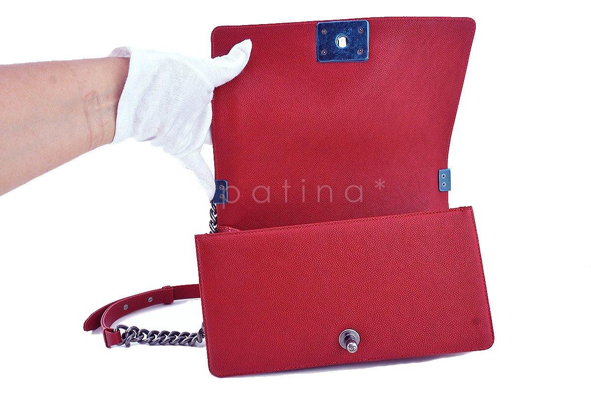 NWT 16A Chanel Red Caviar Boy Classic Flap, Medium Bag - Image 8