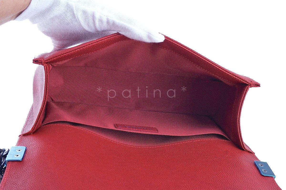 NWT 16A Chanel Red Caviar Boy Classic Flap, Medium Bag - Image 9