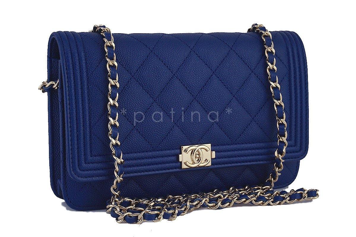 NWT 16B Chanel Caviar Blue Boy Classic Quilted WOC Wallet on Chain Flap Bag - Image 2