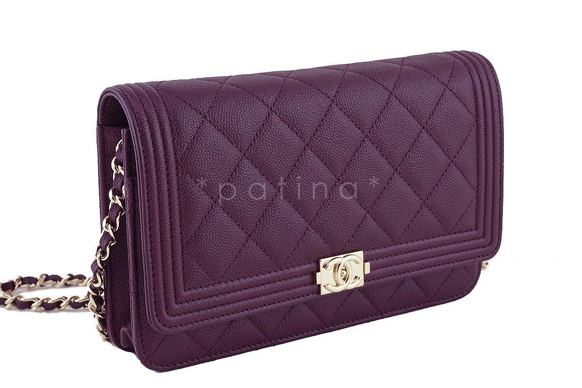 NWT 16B Chanel Purple Caviar Boy Classic Quilted WOC Wallet on Chain Flap Bag - Image 2