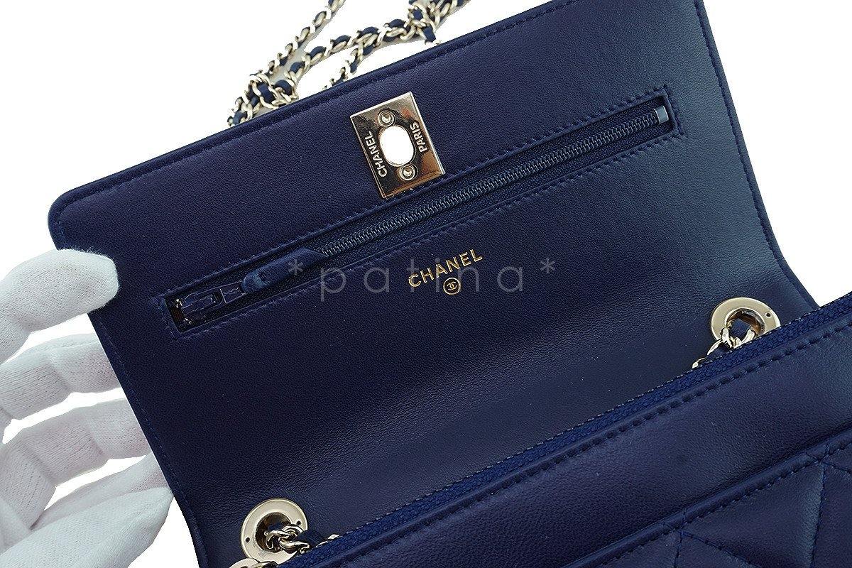 NWT 16K Chanel Blue Trendy CC Classic Wallet on Chain WOC Flap Bag Rare - Image 9