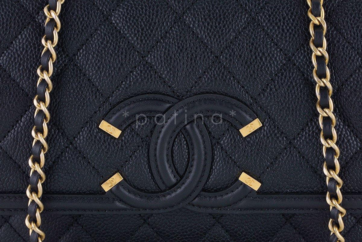 NWT 16S Chanel Black Limited Caviar Filigree Logo Flap Crossbody Bag - Image 7