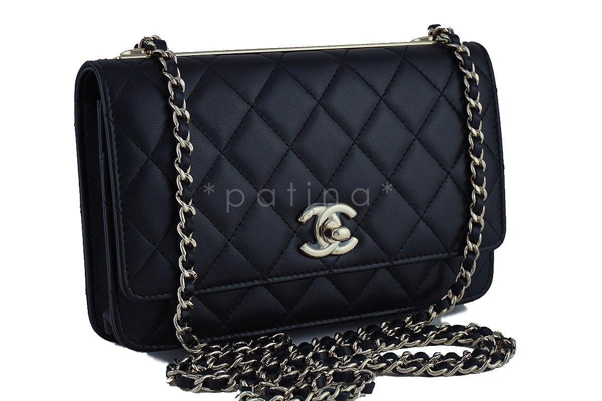 NWT 17A Chanel Black Trendy CC Classic Wallet on Chain WOC Flap Bag - Image 2