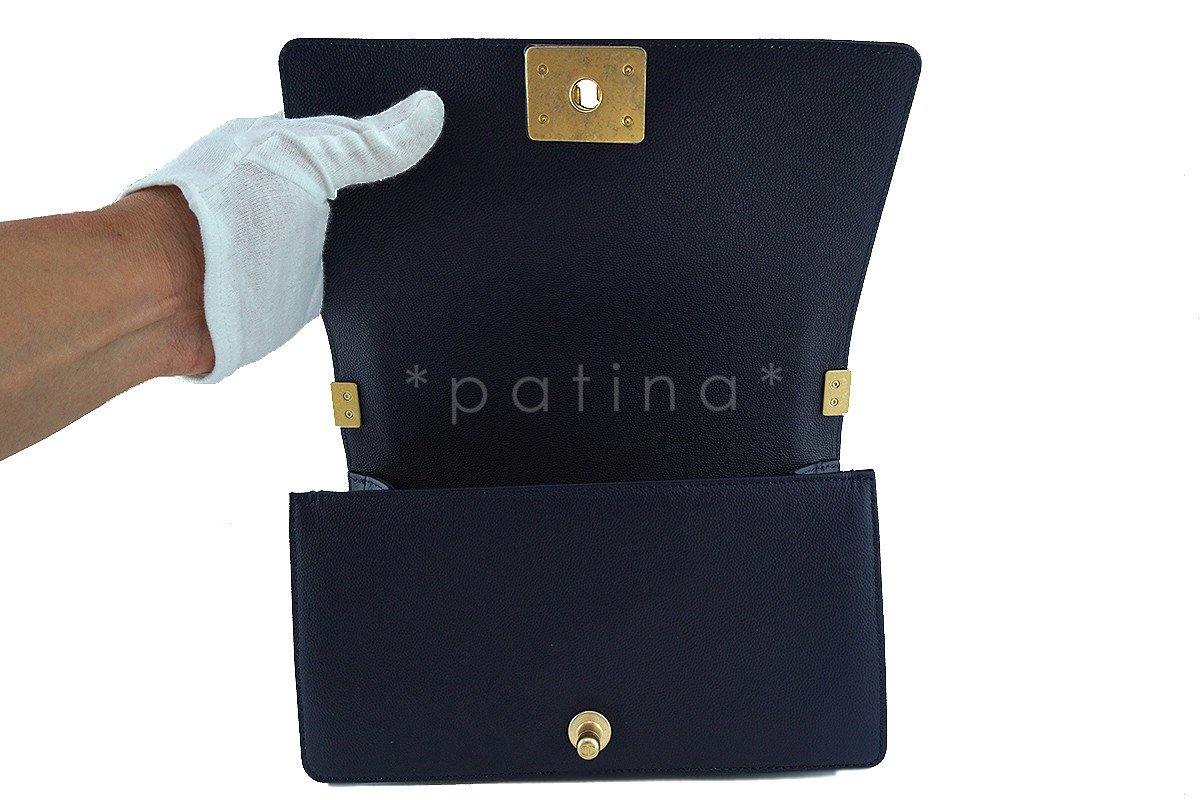 NWT 17A Chanel Navy Blue Le Boy Classic Flap, Medium Caviar Bag - Image 8