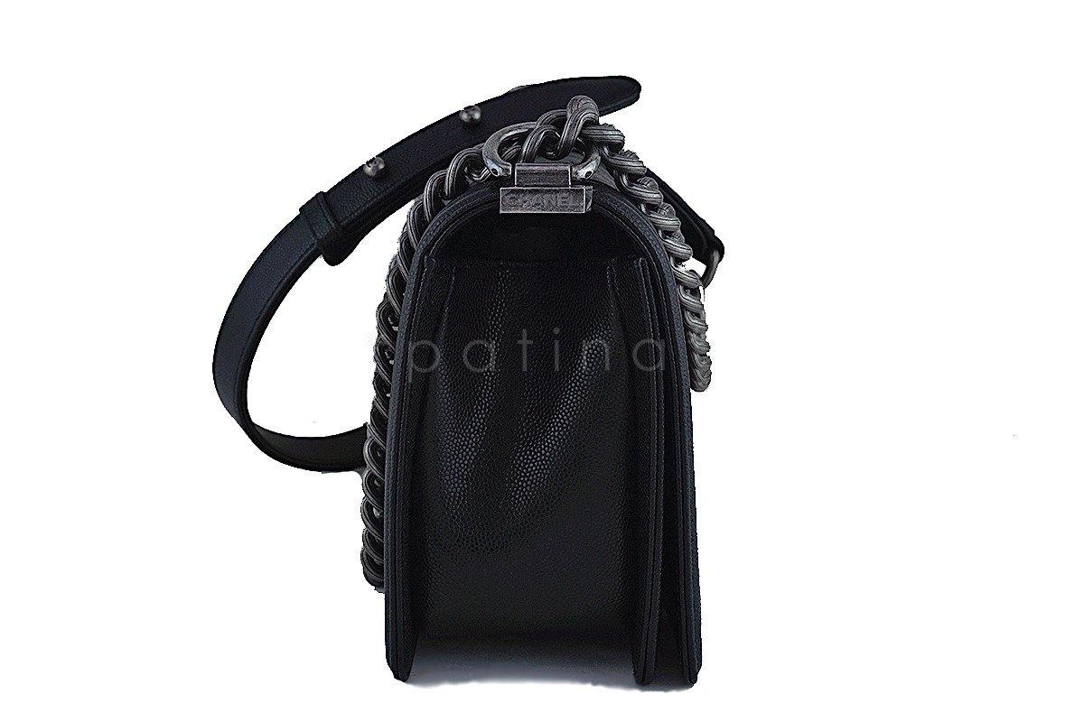 NWT 17P Chanel Black Le Boy Classic Flap, Medium Caviar Bag - Image 4